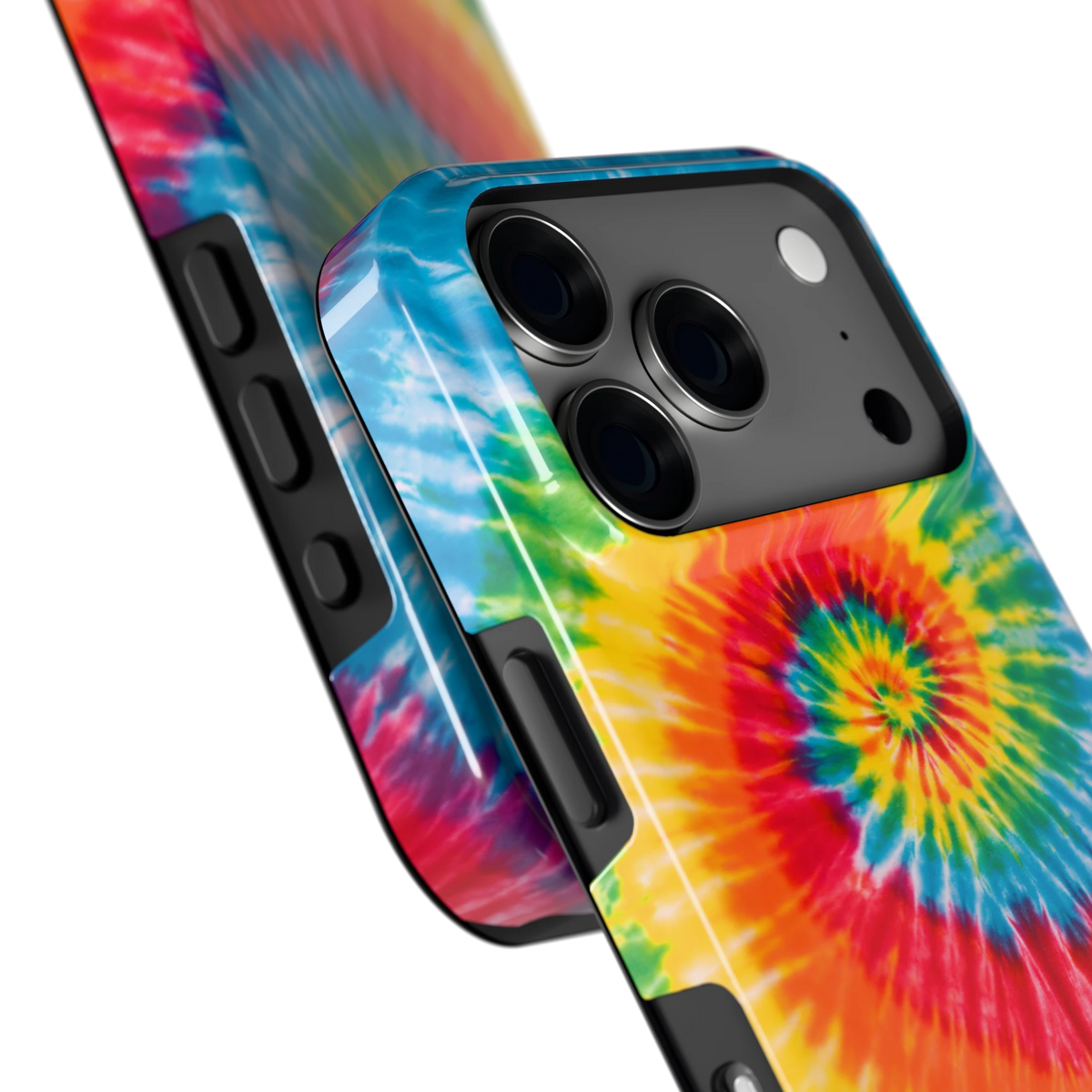 Regenboogspiraal hoesje voor iPhone 18 Pro, close-up