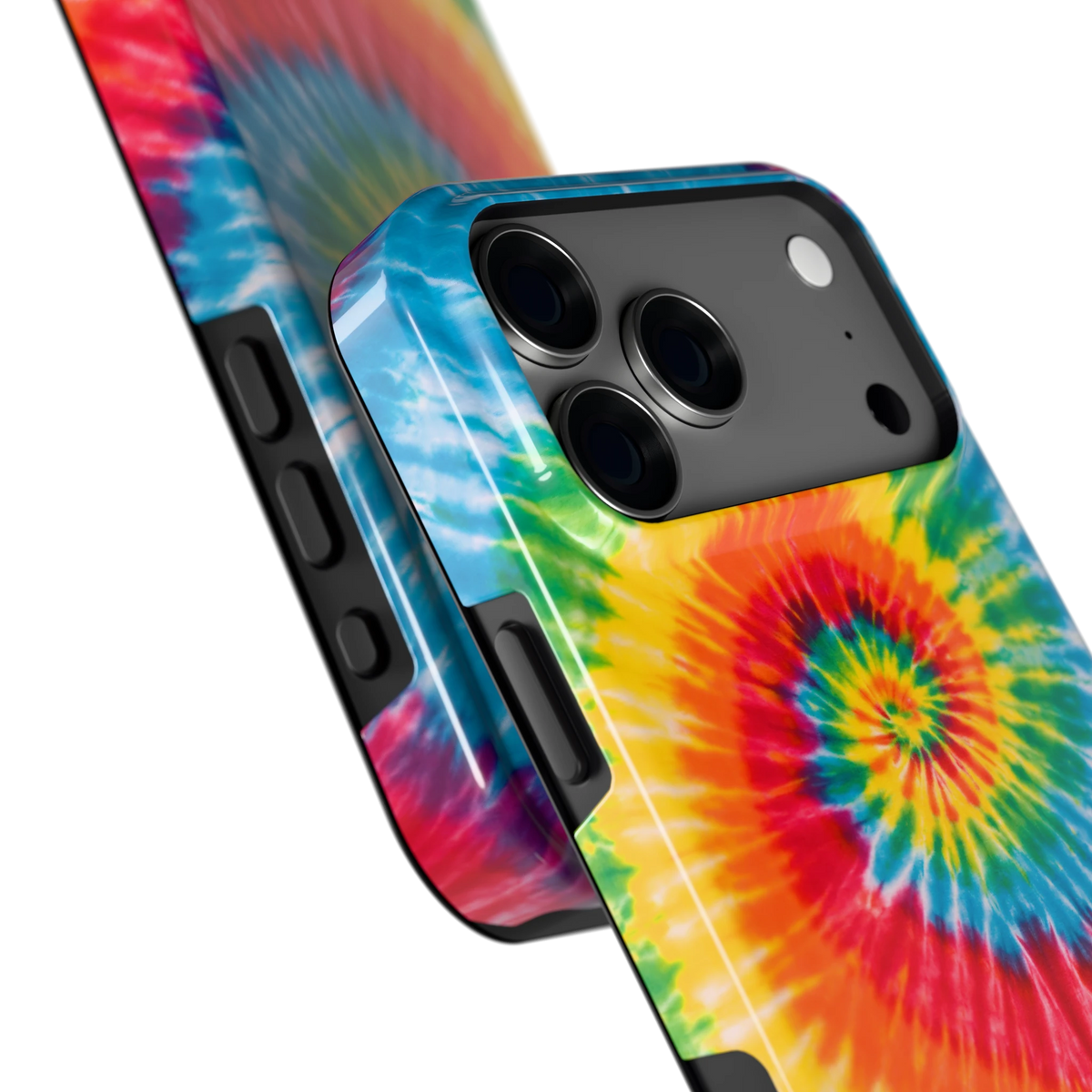 Regenboogspiraal hoesje voor iPhone 18 Pro Max, close-up