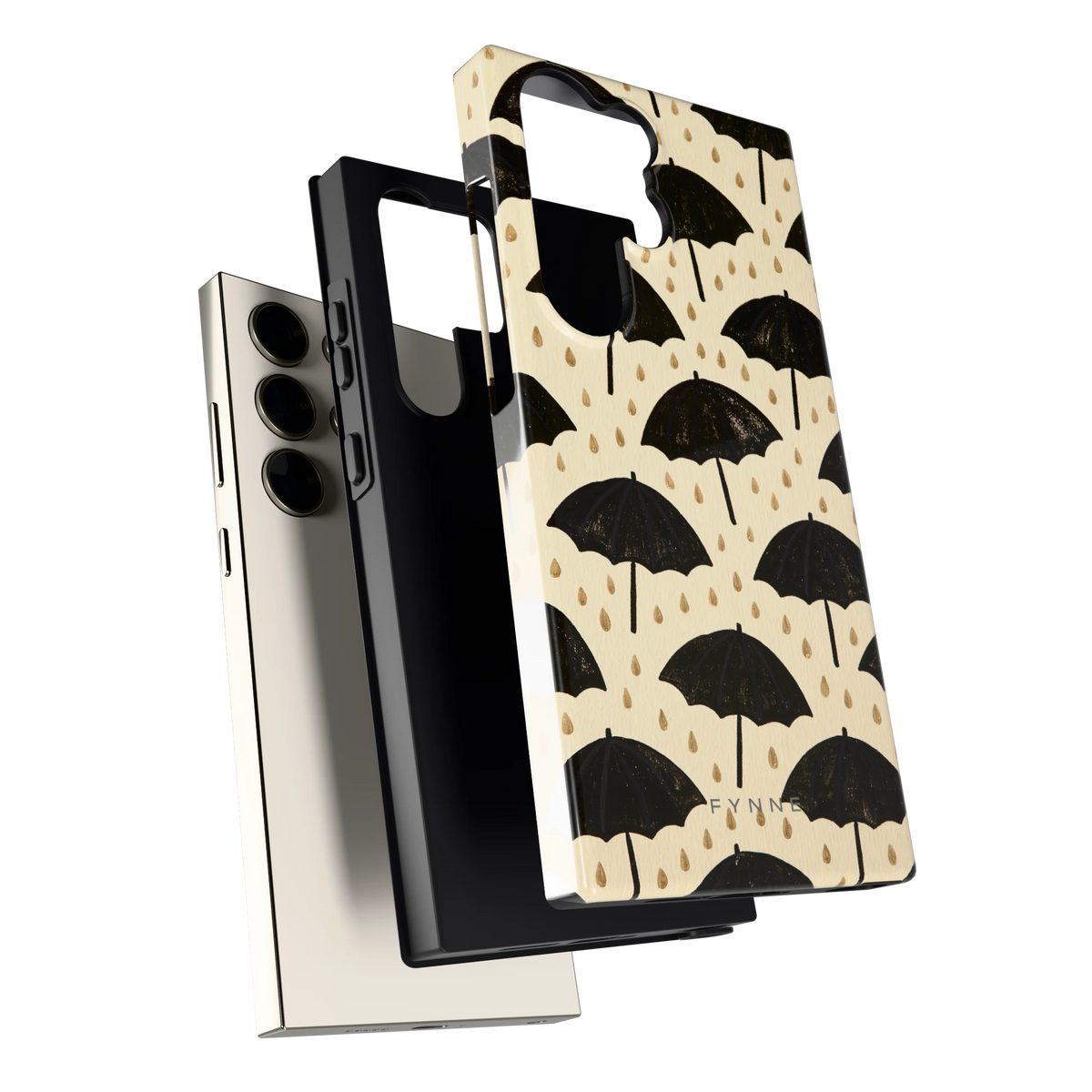 Paraplu's in de Regen hoesje voor Galaxy S23 Ultra, los van de telefoon