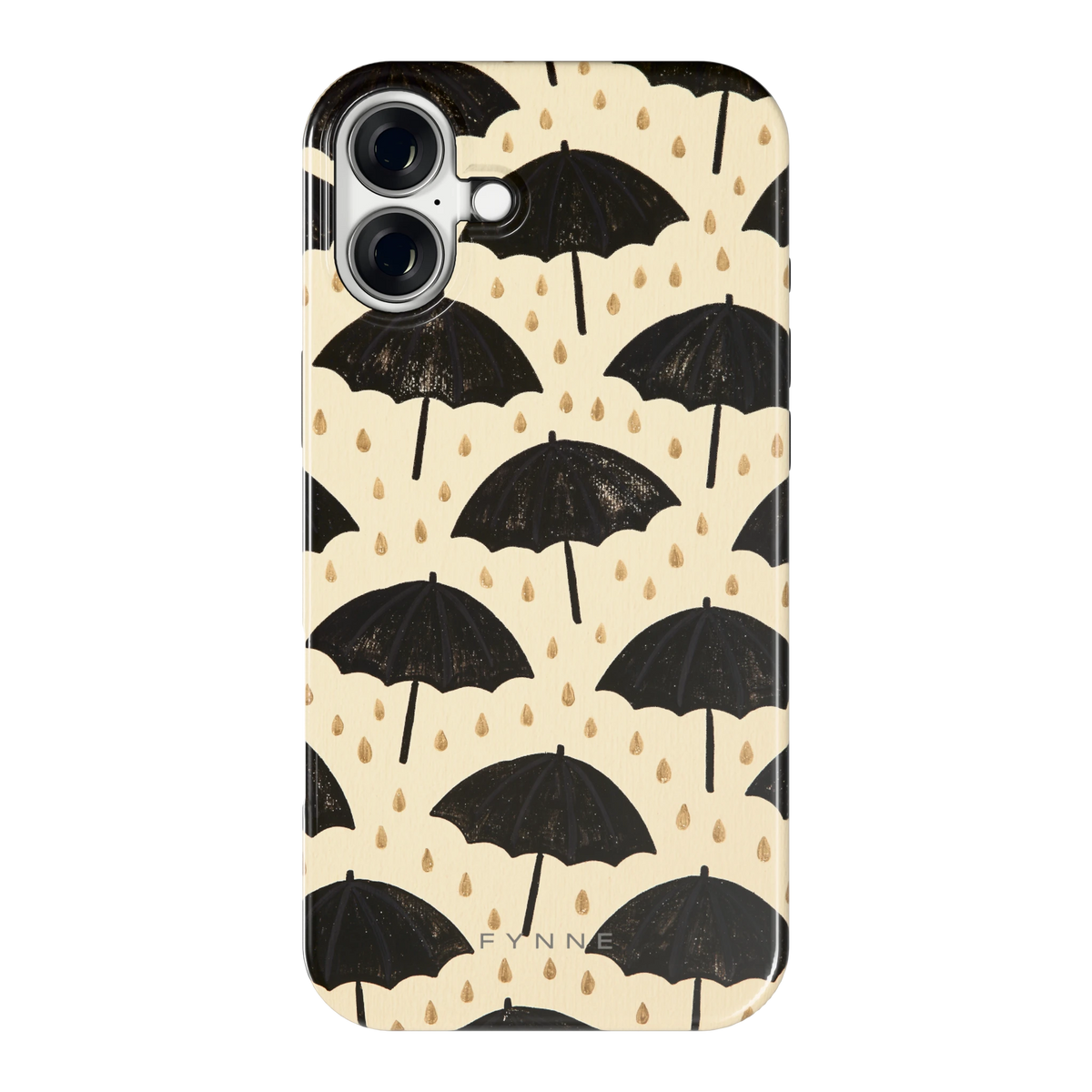 Paraplu's in de Regen hoesje voor iPhone 16 Plus, achterkant