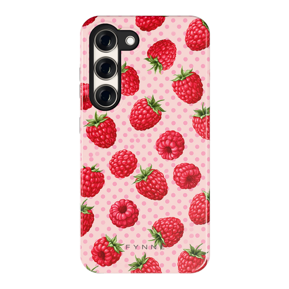Frambozen Stippen hoesje voor Galaxy S23, achterkant