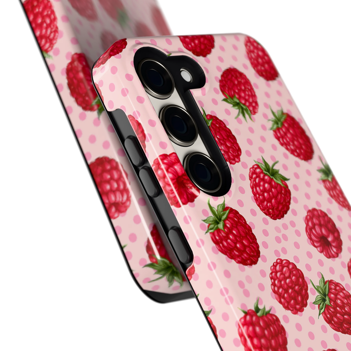 Frambozen Stippen hoesje voor Galaxy S23, close-up
