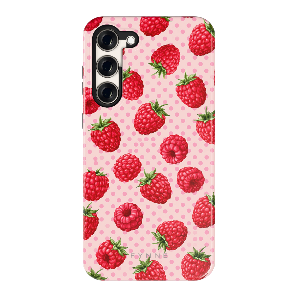Frambozen Stippen hoesje voor Galaxy S23+, achterkant