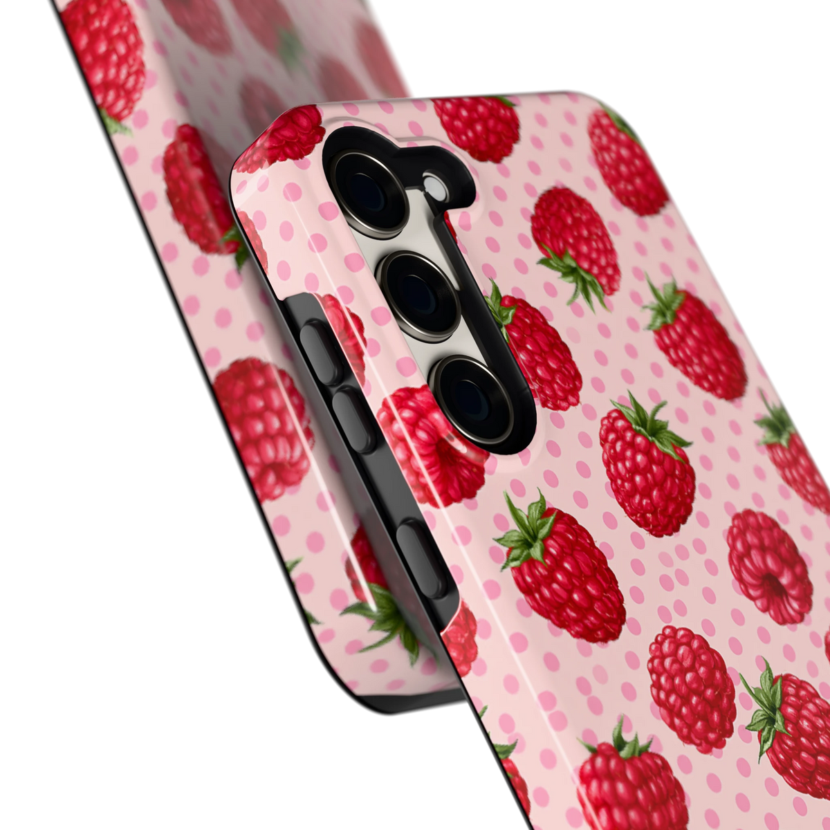 Frambozen Stippen hoesje voor Galaxy S23+, close-up