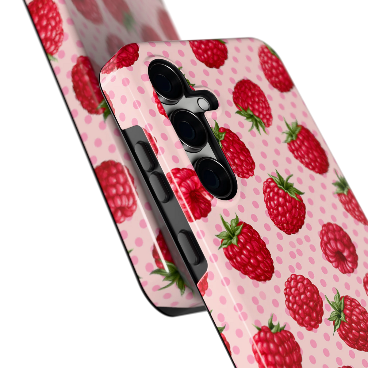 Frambozen Stippen hoesje voor Galaxy S24 FE, close-up