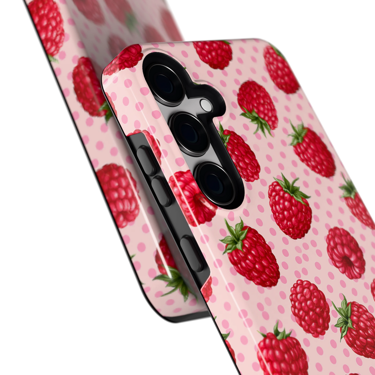 Frambozen Stippen hoesje voor Galaxy S24+, close-up