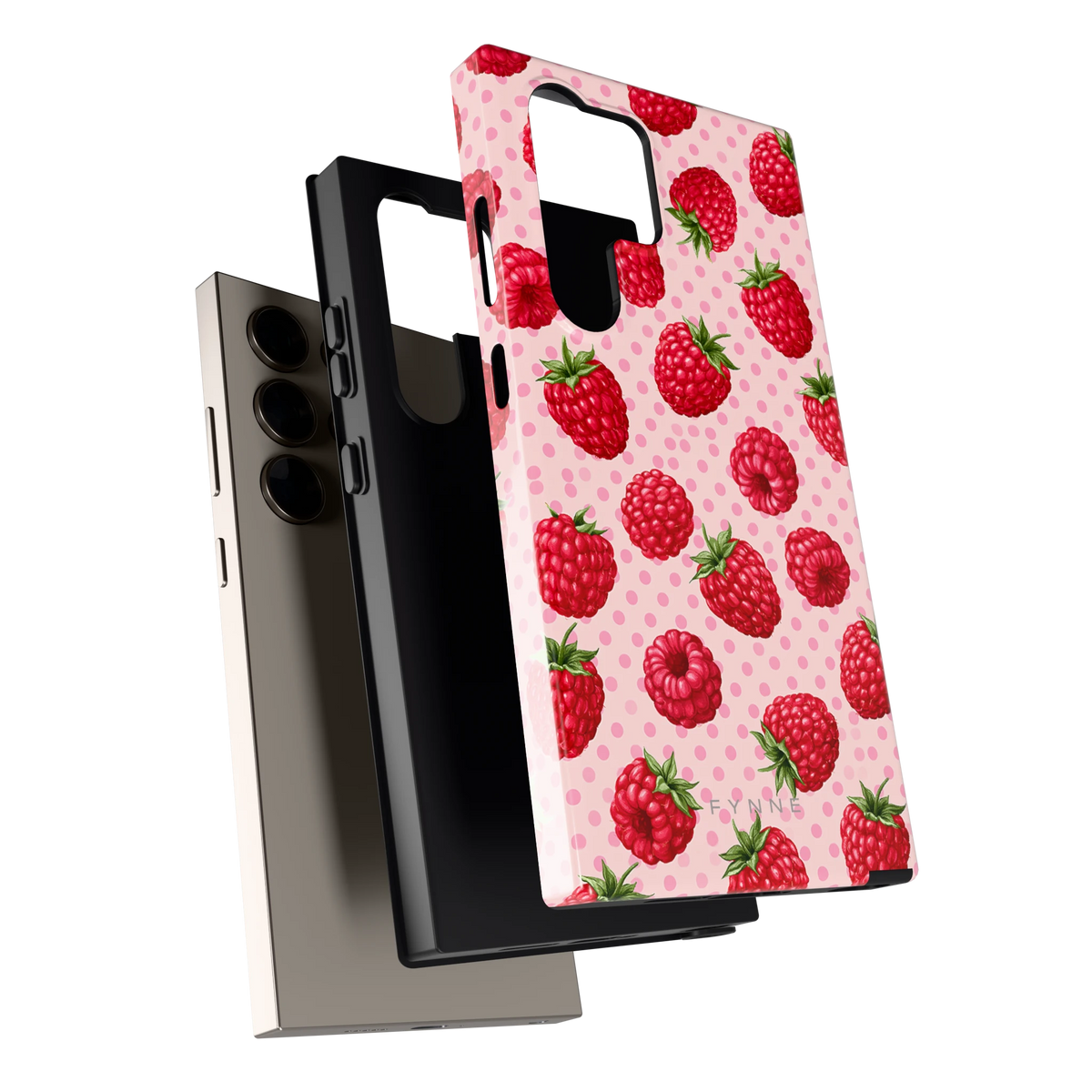 Frambozen Stippen hoesje voor Galaxy S24 Ultra, los van de telefoon