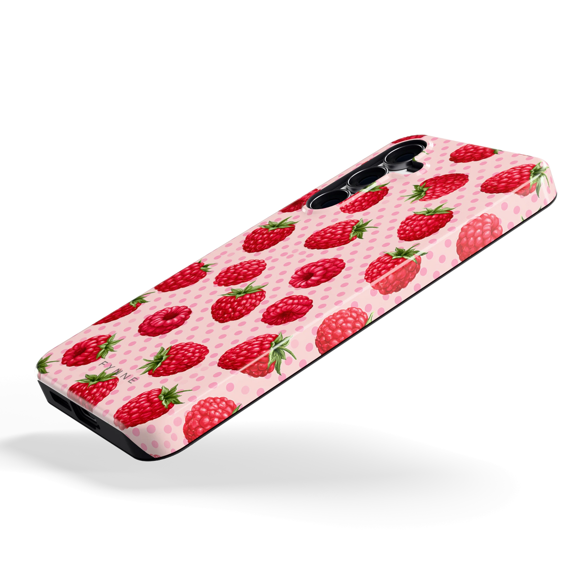 Frambozen Stippen hoesje voor Galaxy S25 FE, schuin