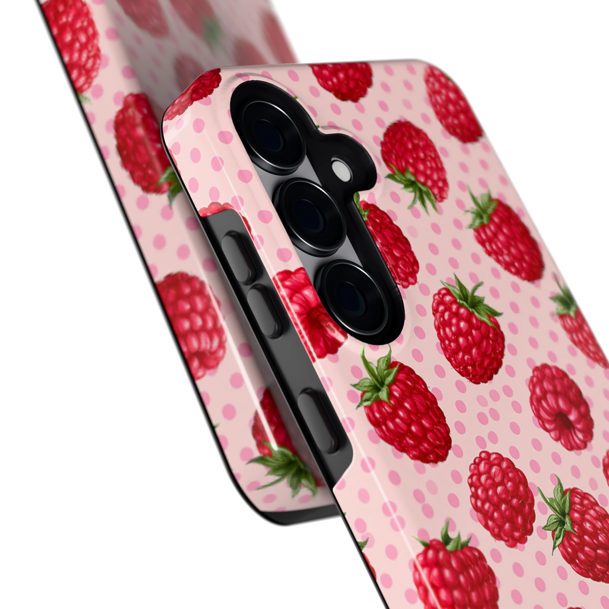 Frambozen Stippen hoesje voor Galaxy S25, close-up