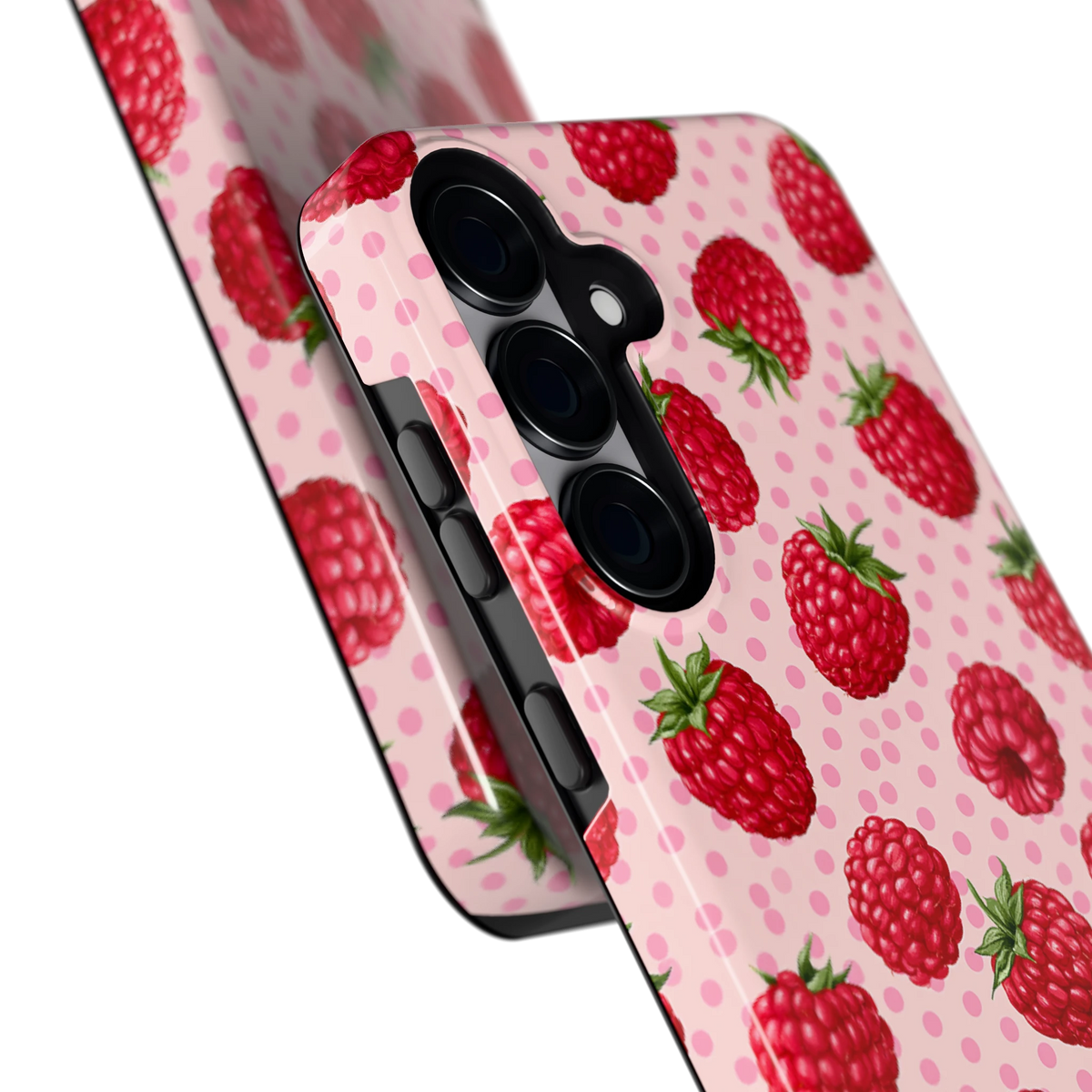 Frambozen Stippen hoesje voor Galaxy S25+, close-up