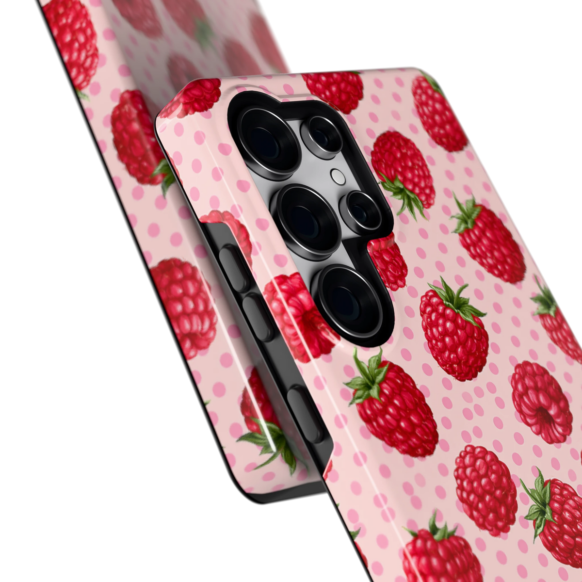Frambozen Stippen hoesje voor Galaxy S25 Ultra, close-up