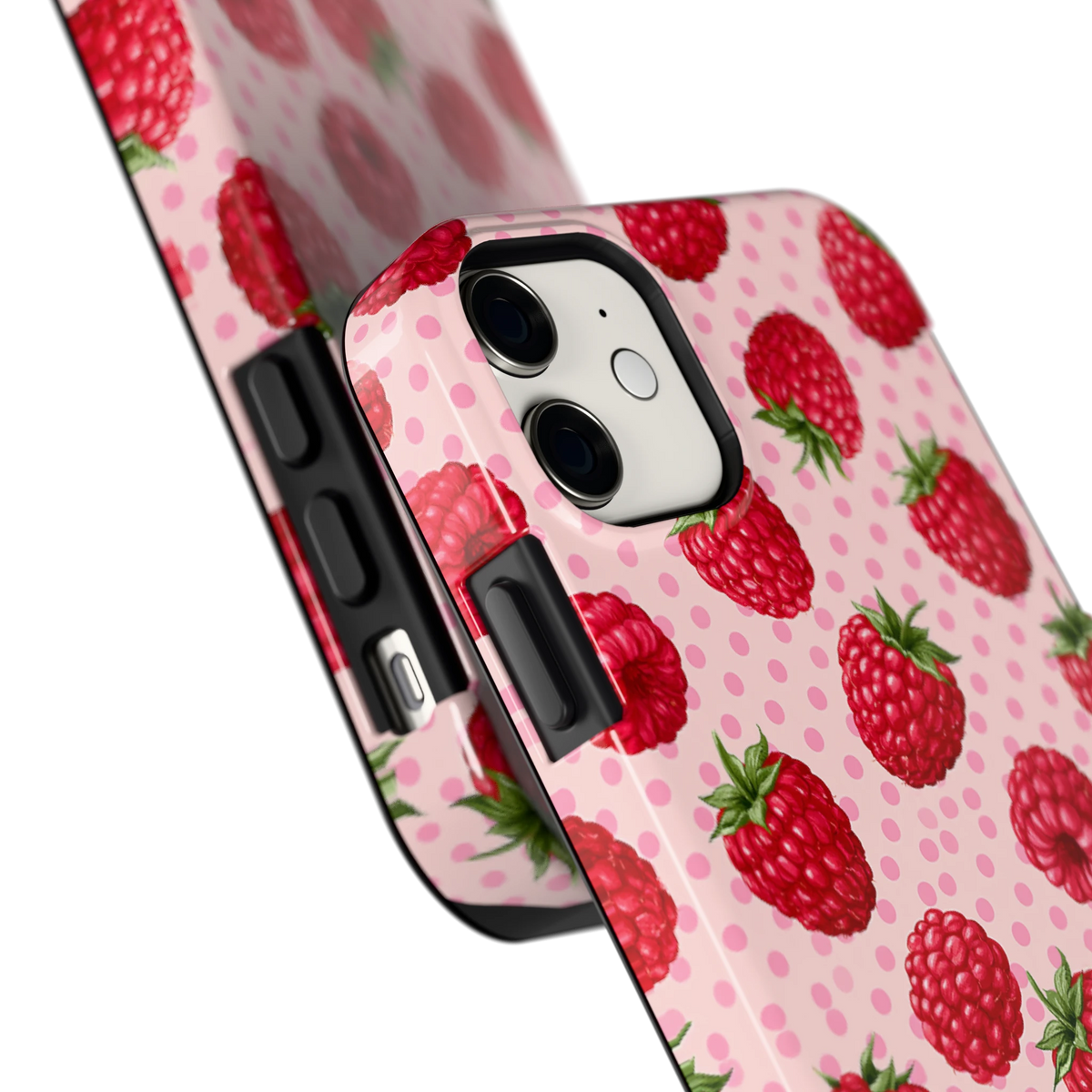 Frambozen Stippen hoesje voor iPhone 11, close-up