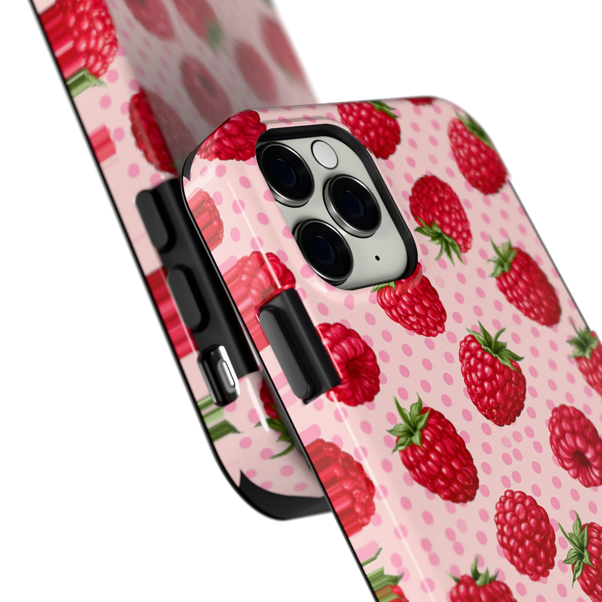 Frambozen Stippen hoesje voor iPhone 11 Pro, close-up