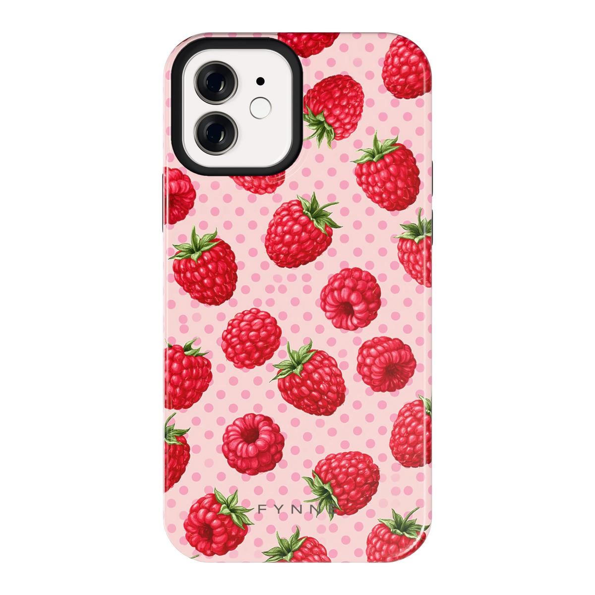 Frambozen Stippen hoesje voor iPhone 12, achterkant