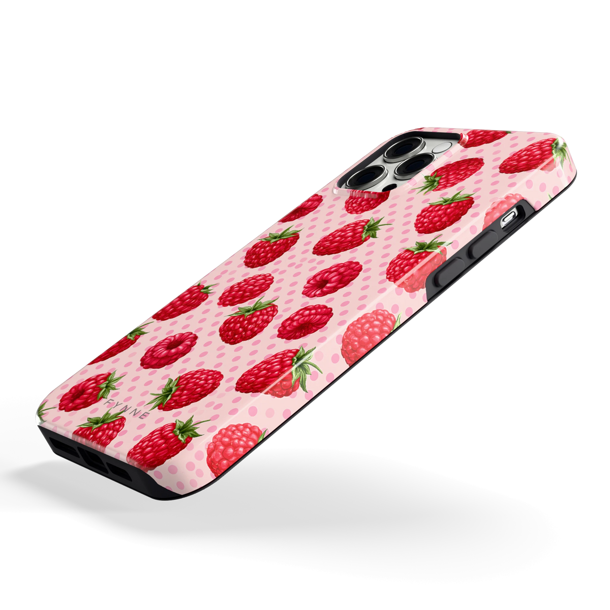 Frambozen Stippen hoesje voor iPhone 12 Pro Max, schuin