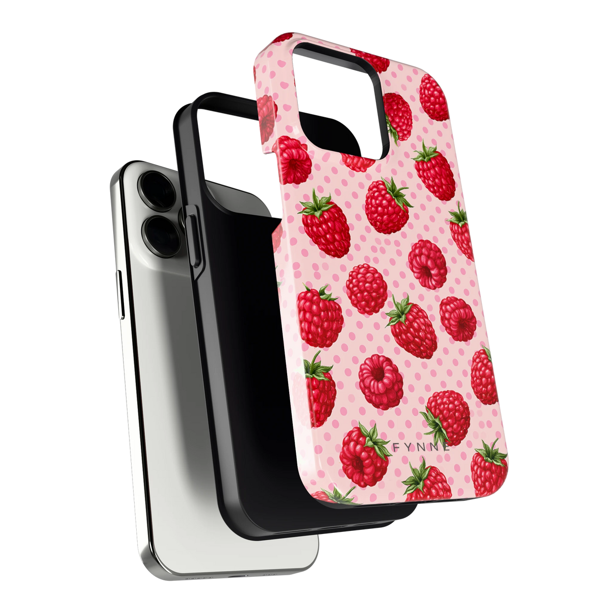 Frambozen Stippen hoesje voor iPhone 13 Pro, los van de telefoon