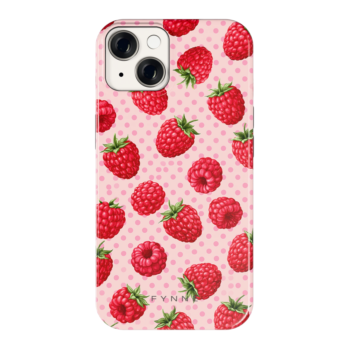 Frambozen Stippen hoesje voor iPhone 14, achterkant