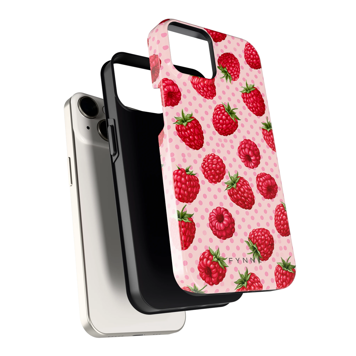 Frambozen Stippen hoesje voor iPhone 14, los van de telefoon