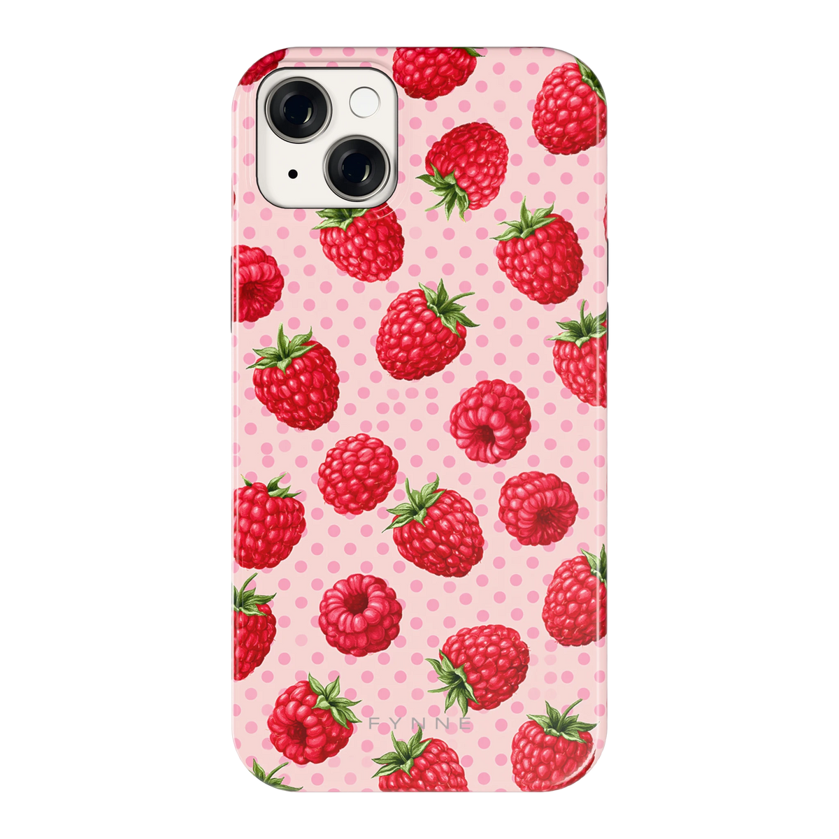 Frambozen Stippen hoesje voor iPhone 14 Plus, achterkant