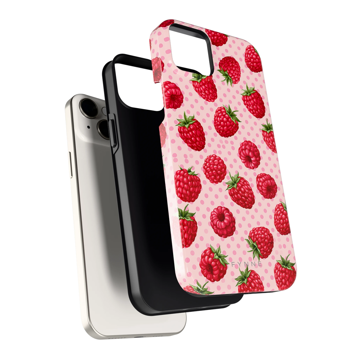 Frambozen Stippen hoesje voor iPhone 14 Plus, los van de telefoon