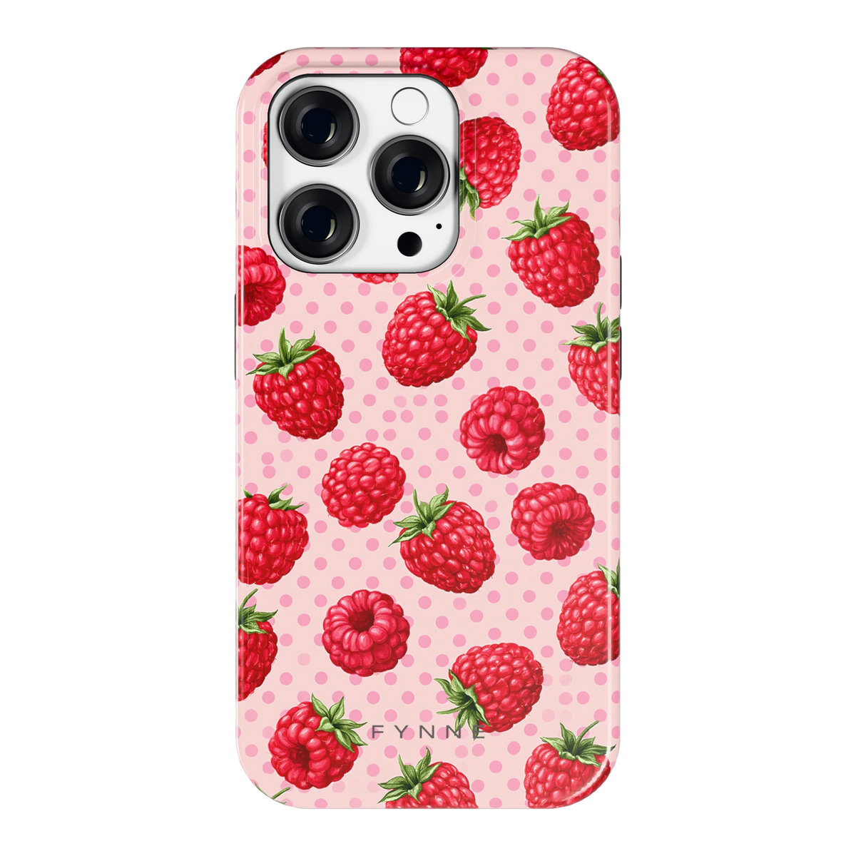 Frambozen Stippen hoesje voor iPhone 14 Pro, achterkant