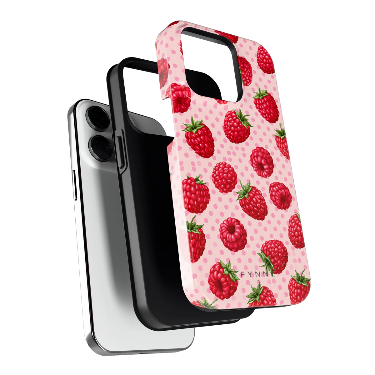 Frambozen Stippen hoesje voor iPhone 14 Pro, los van de telefoon