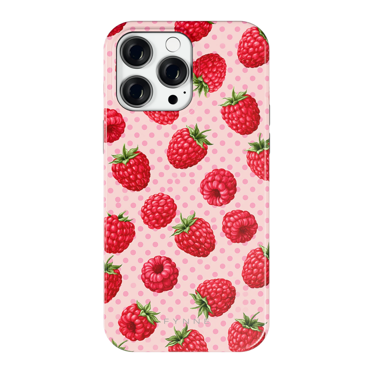 Frambozen Stippen hoesje voor iPhone 14 Pro Max, achterkant