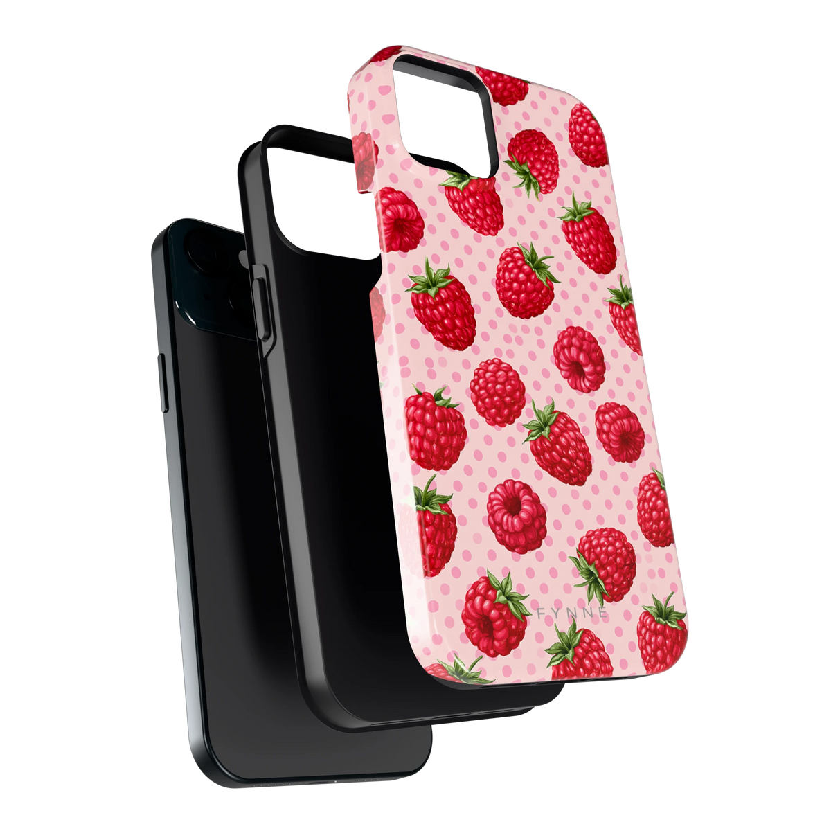 Frambozen Stippen hoesje voor iPhone 15 Plus, los van de telefoon