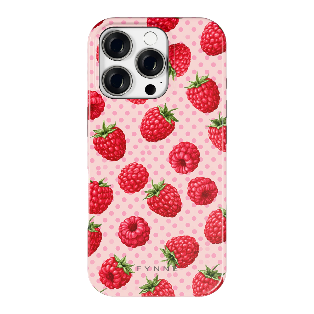 Frambozen Stippen hoesje voor iPhone 16 Pro, achterkant