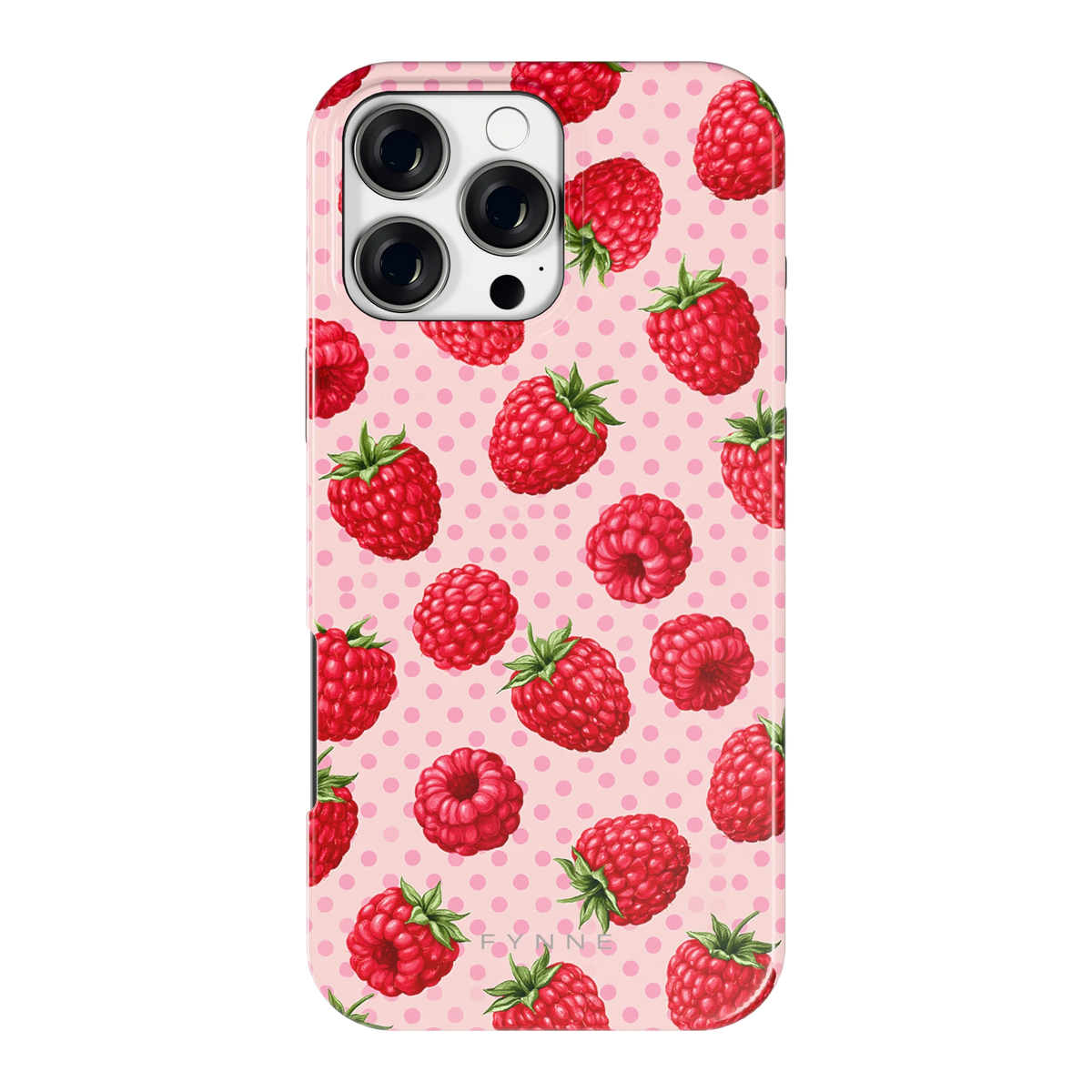 Frambozen Stippen hoesje voor iPhone 16 Pro Max, achterkant