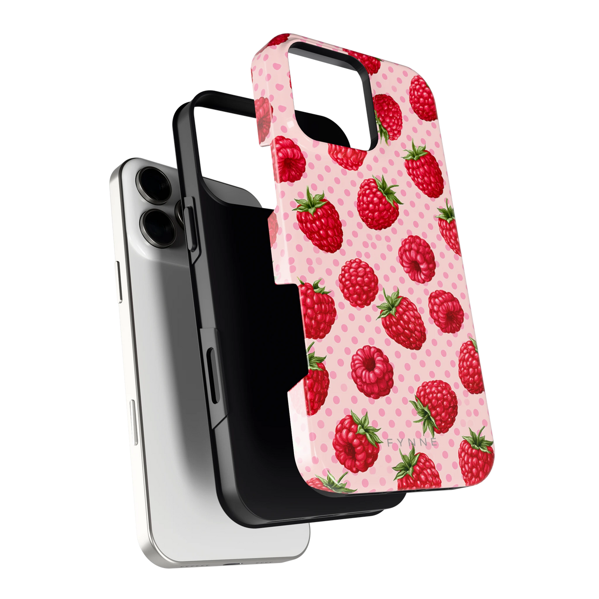 Frambozen Stippen hoesje voor iPhone 16 Pro Max, los van de telefoon