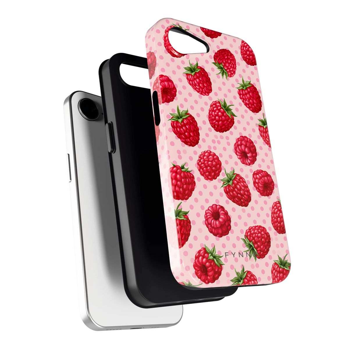 Frambozen Stippen hoesje voor iPhone 16e, los van de telefoon