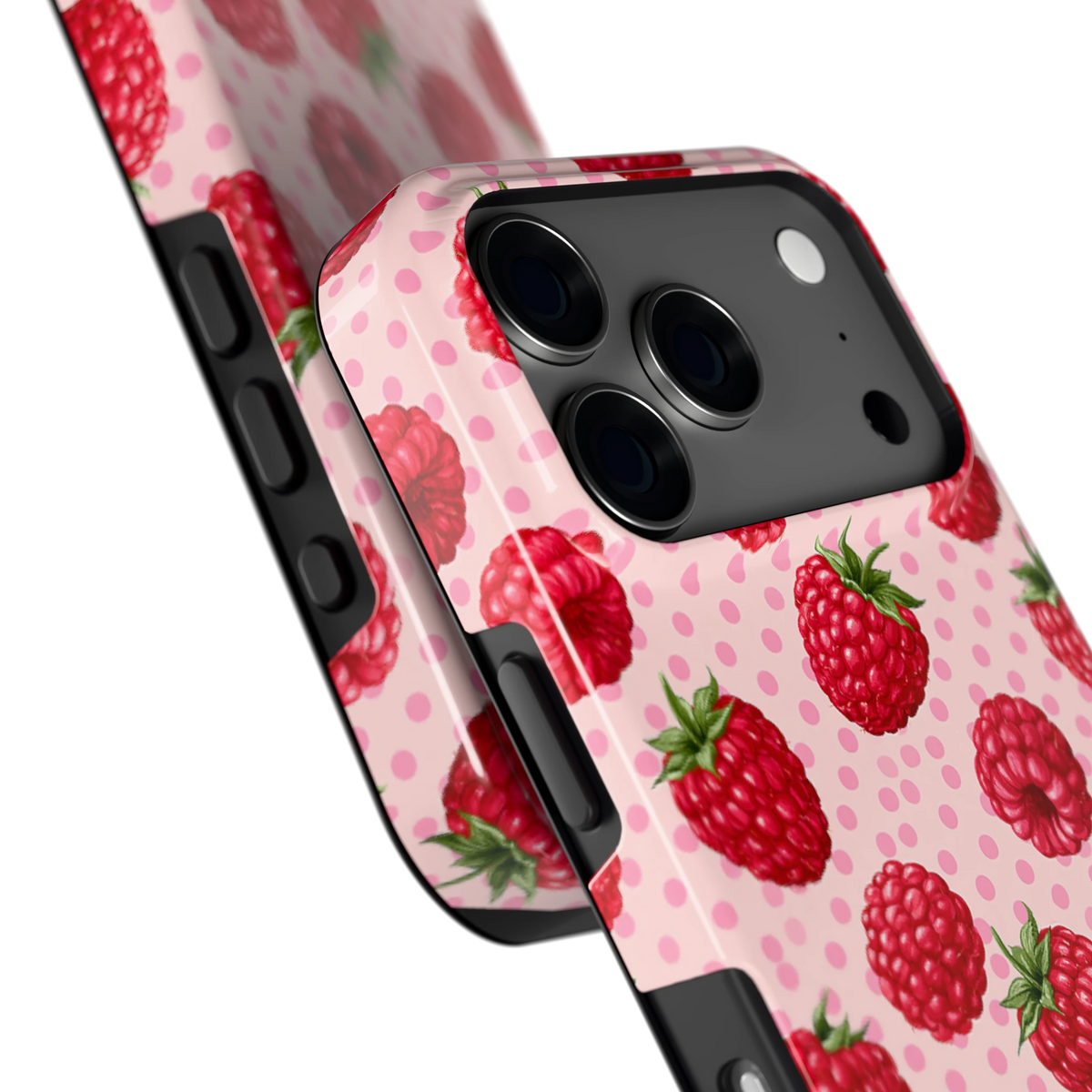 Frambozen Stippen hoesje voor iPhone 17 Pro, close-up