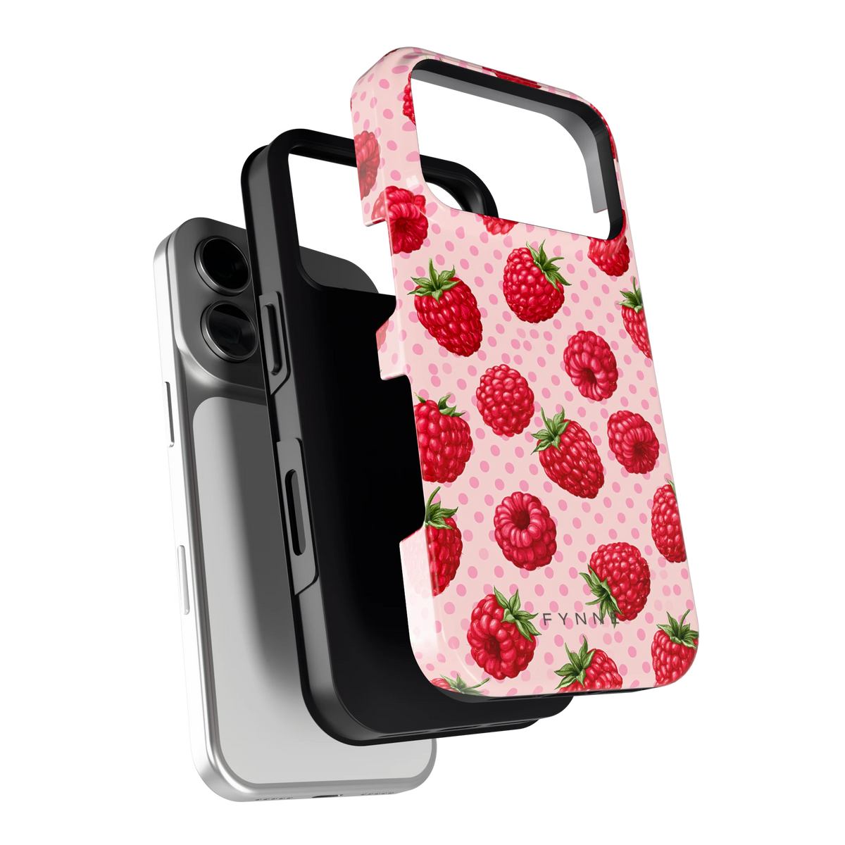 Frambozen Stippen hoesje voor iPhone 18 Pro, los van de telefoon