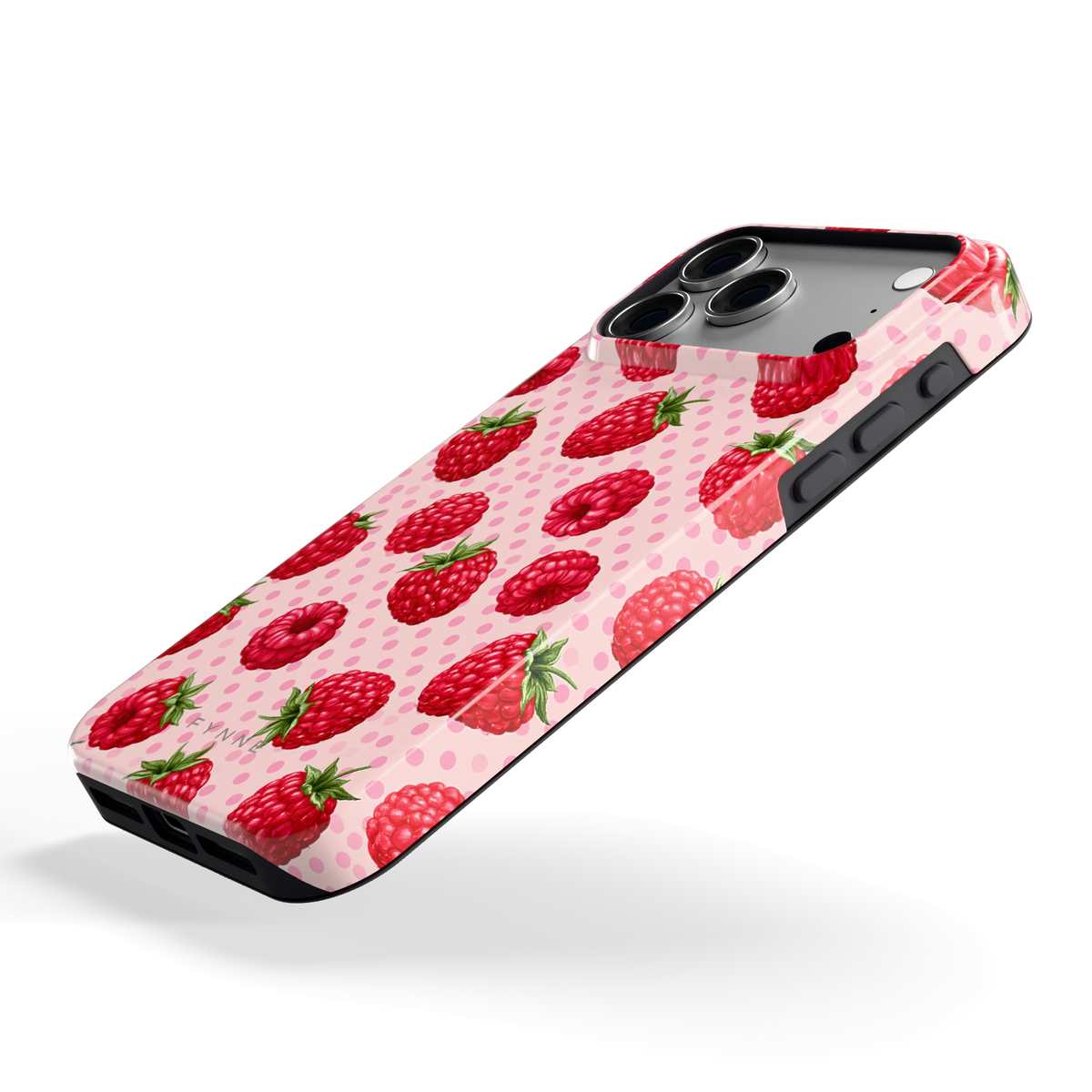 Frambozen Stippen hoesje voor iPhone 18 Pro Max, schuin