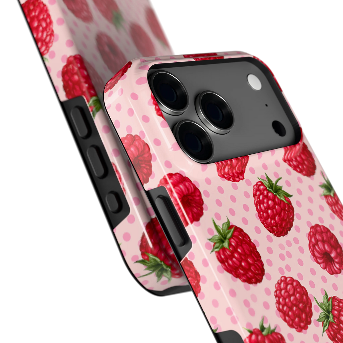 Frambozen Stippen hoesje voor iPhone 18 Pro Max, close-up