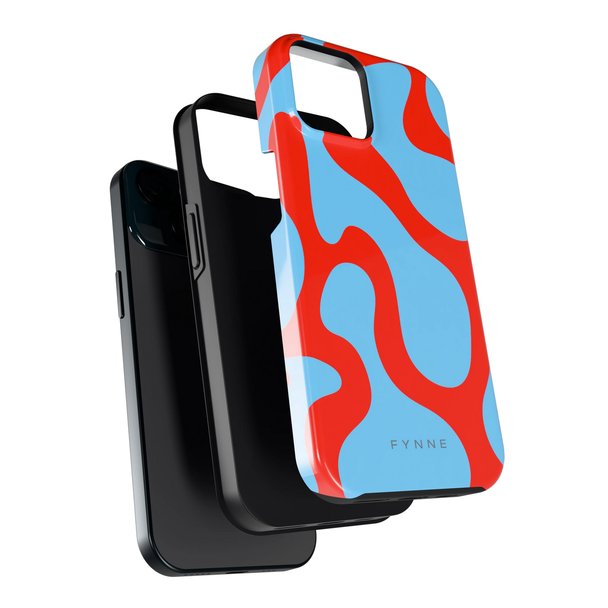 Rode Blobs hoesje voor iPhone 15, los van de telefoon