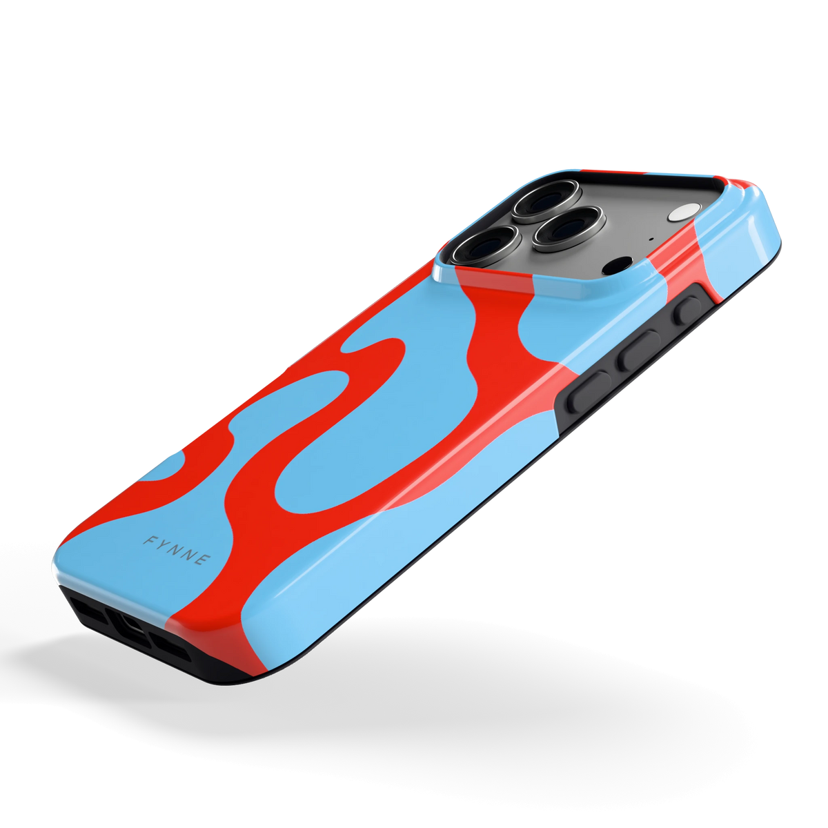 Rode Blobs hoesje voor iPhone 17 Pro, schuin