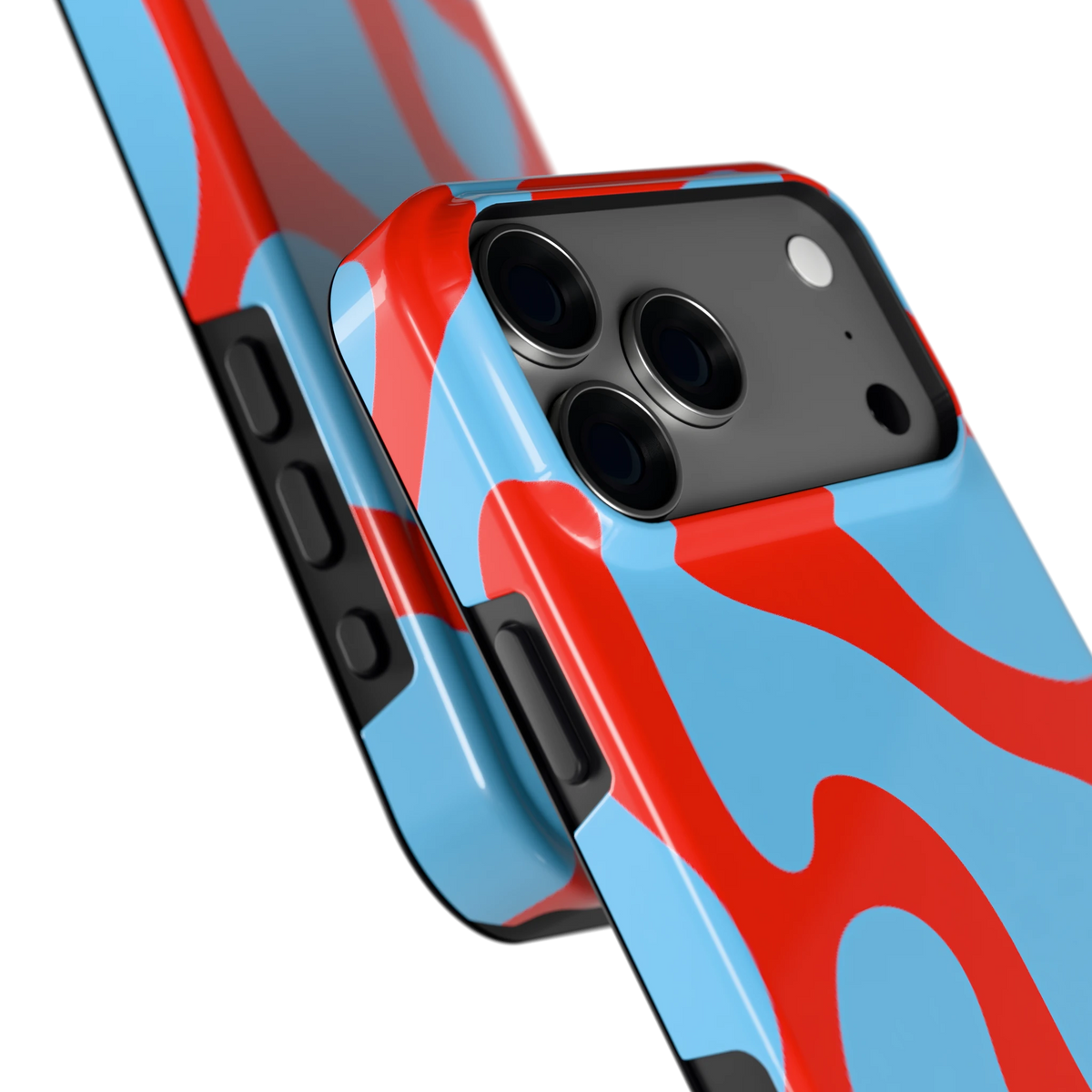 Rode Blobs hoesje voor iPhone 18 Pro Max, close-up