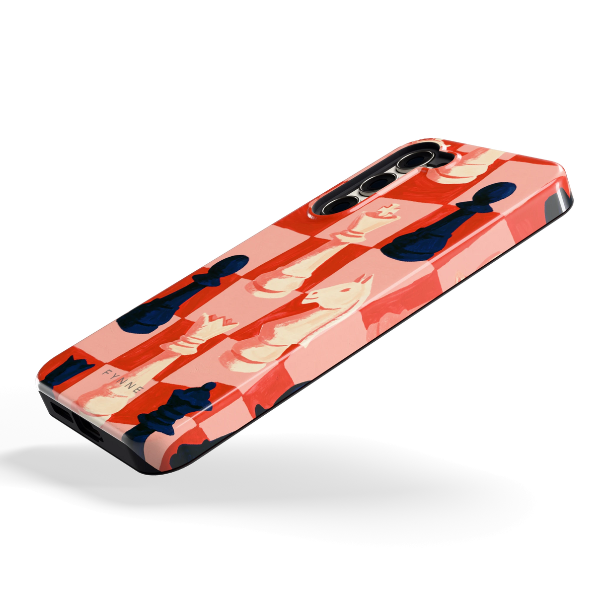Rood Schaakbord hoesje voor Galaxy S23+, schuin