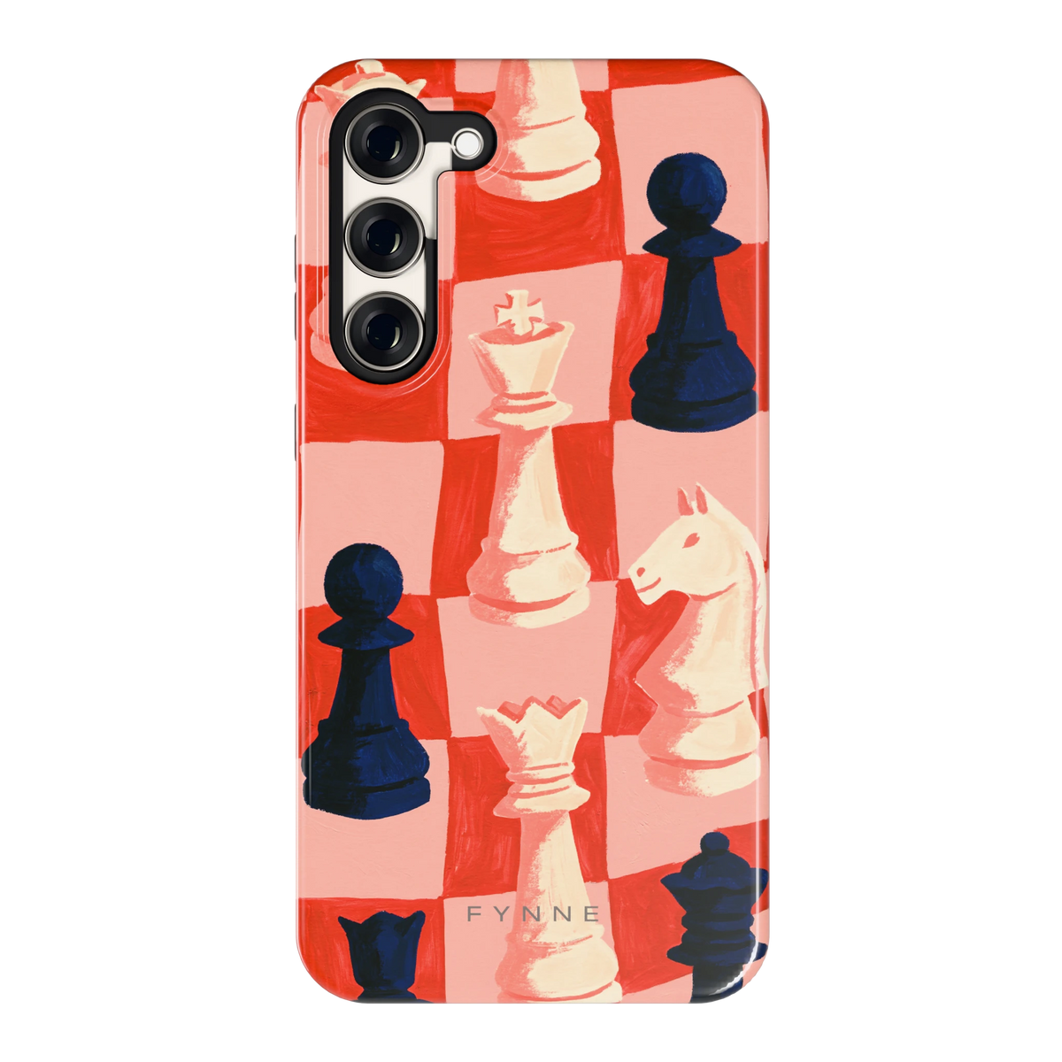 Rood Schaakbord hoesje voor Galaxy S23+, achterkant