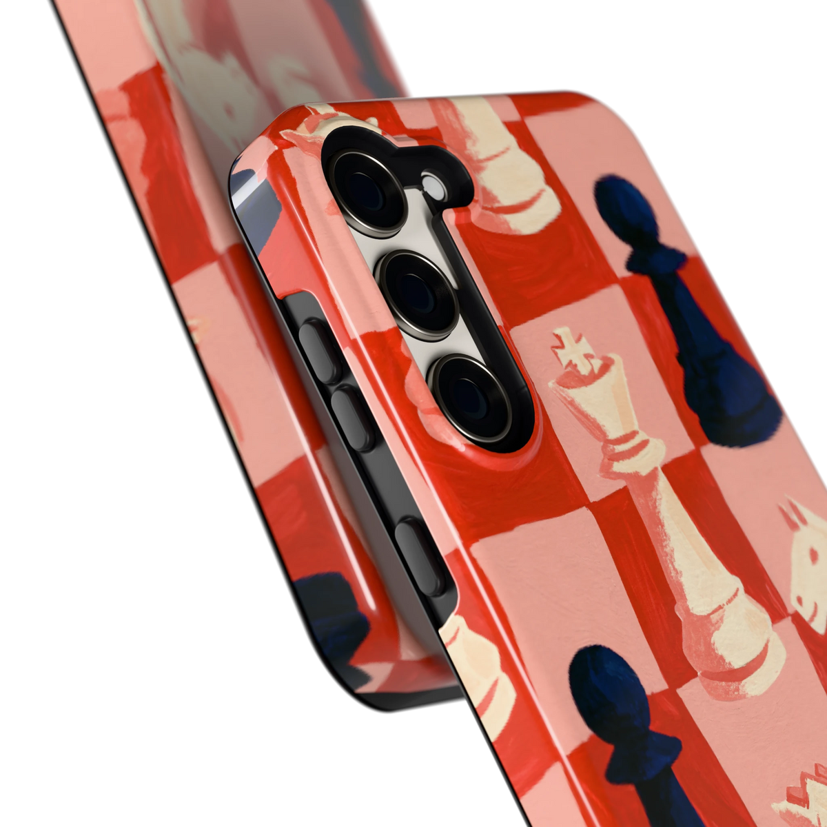 Rood Schaakbord hoesje voor Galaxy S23+, close-up