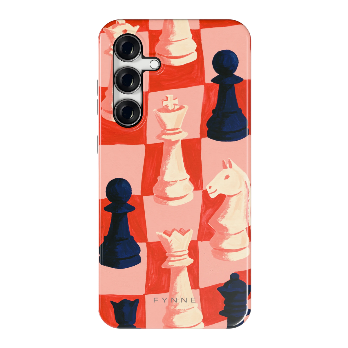 Rood Schaakbord hoesje voor Galaxy S24 FE, achterkant