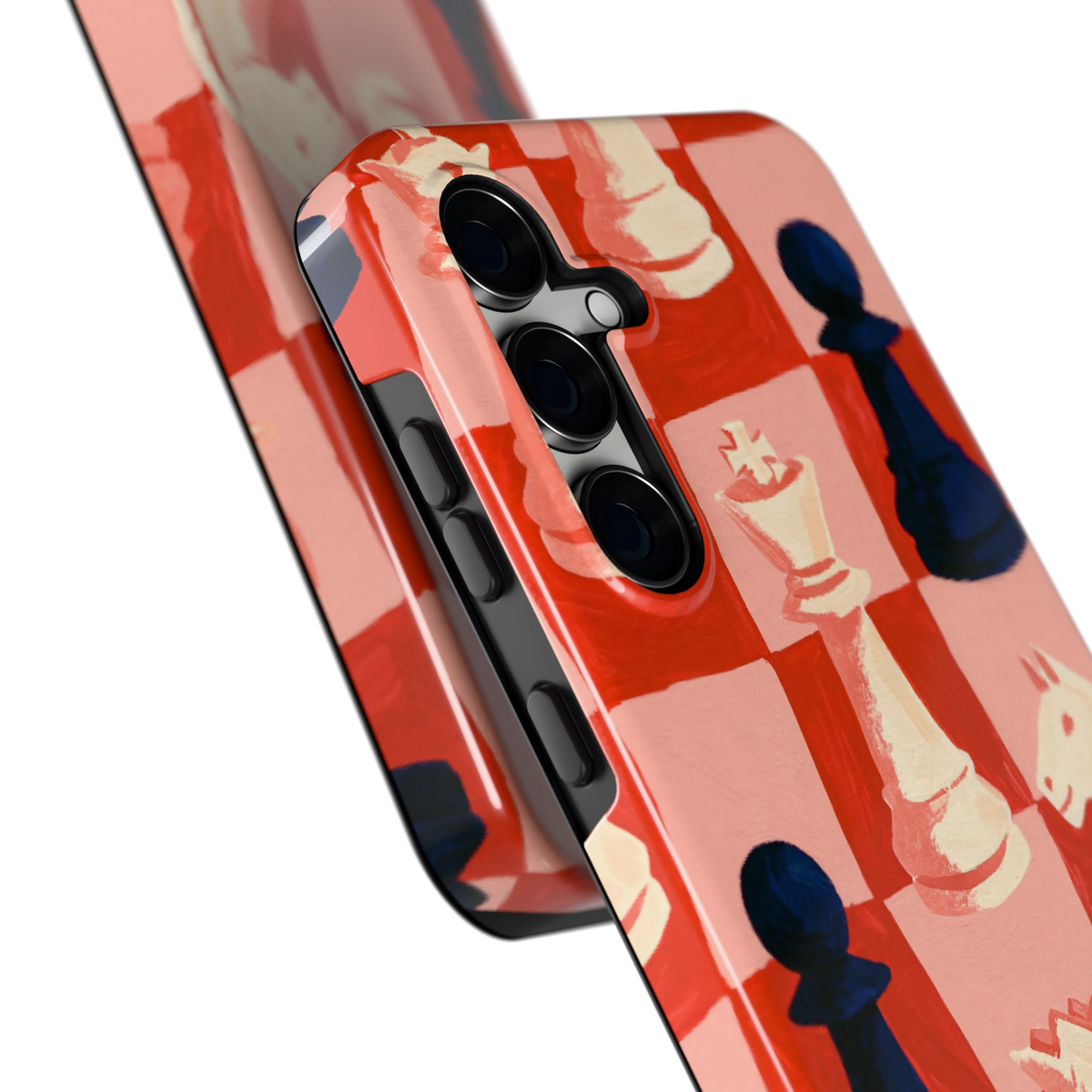 Rood Schaakbord hoesje voor Galaxy S24 FE, close-up