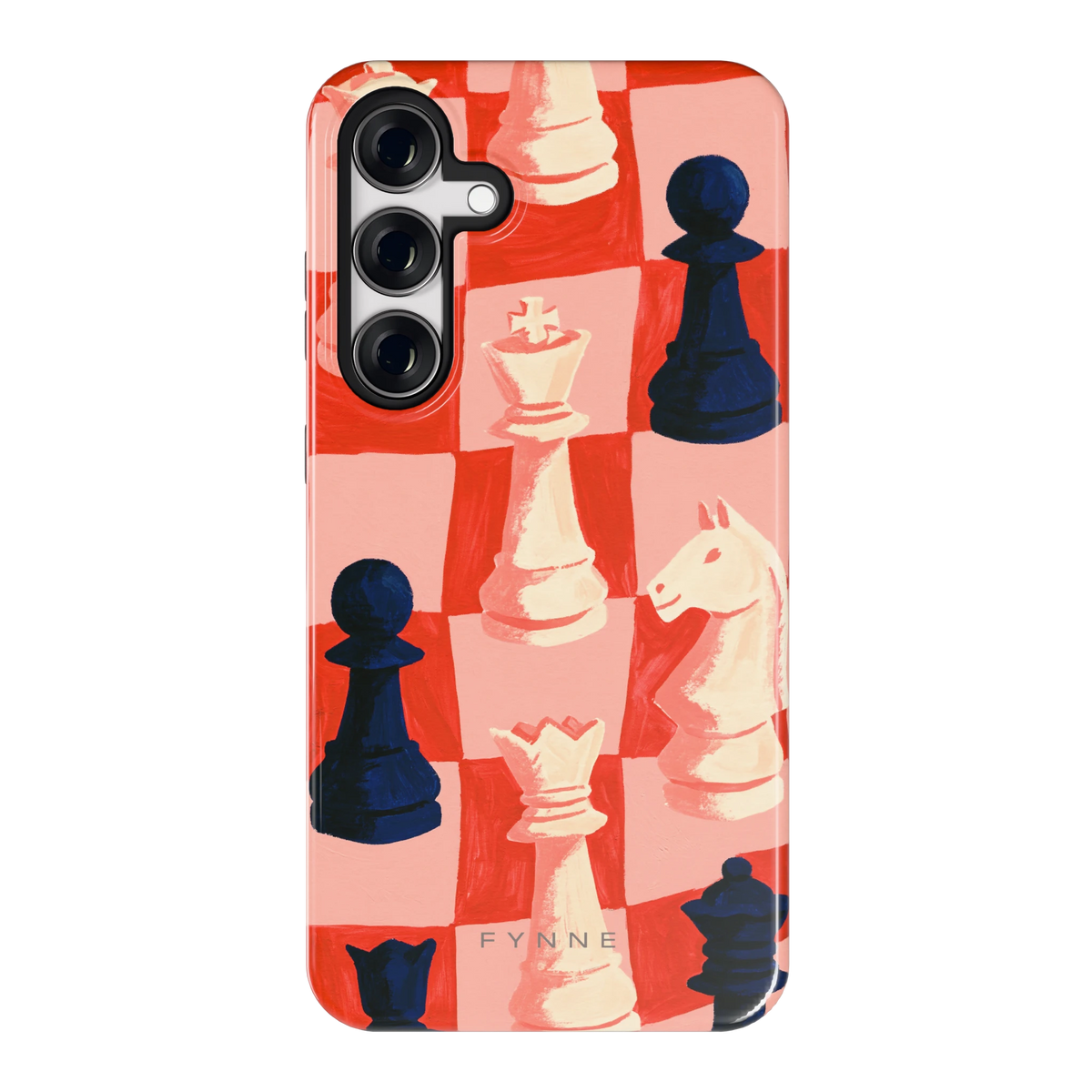 Rood Schaakbord hoesje voor Galaxy S24+, achterkant
