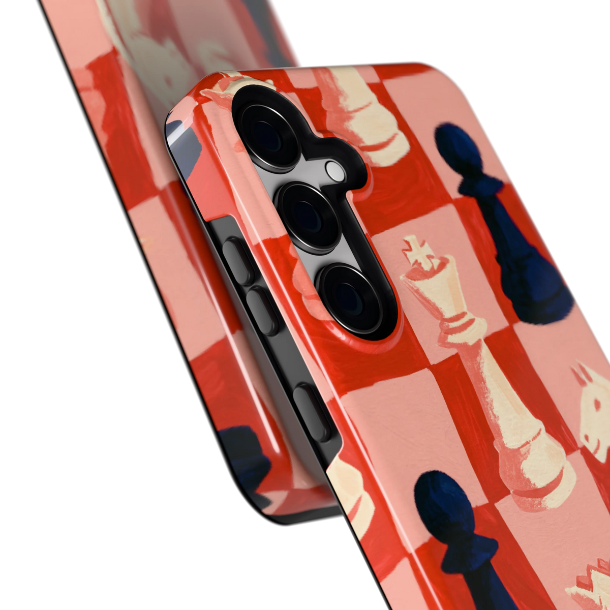 Rood Schaakbord hoesje voor Galaxy S24+, close-up