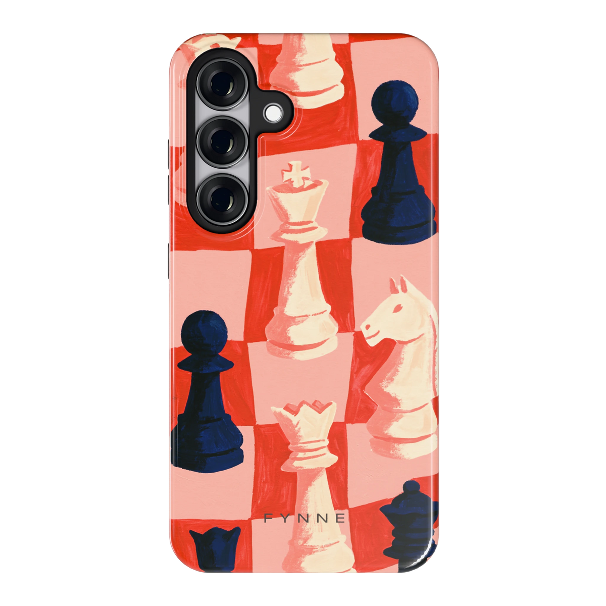 Rood Schaakbord hoesje voor Galaxy S25, achterkant