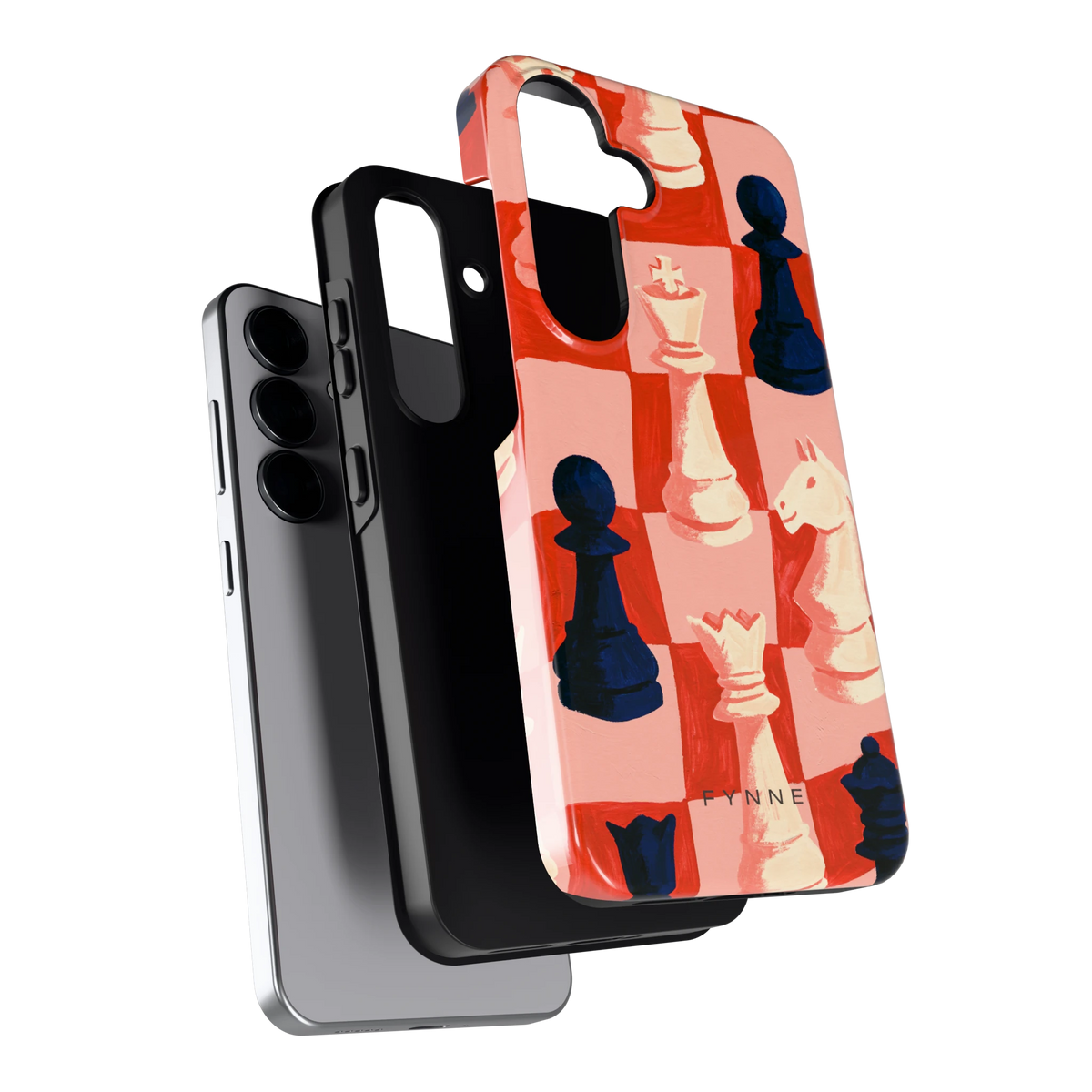 Rood Schaakbord hoesje voor Galaxy S25, los van de telefoon