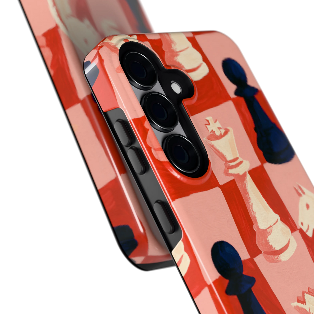 Rood Schaakbord hoesje voor Galaxy S25, close-up