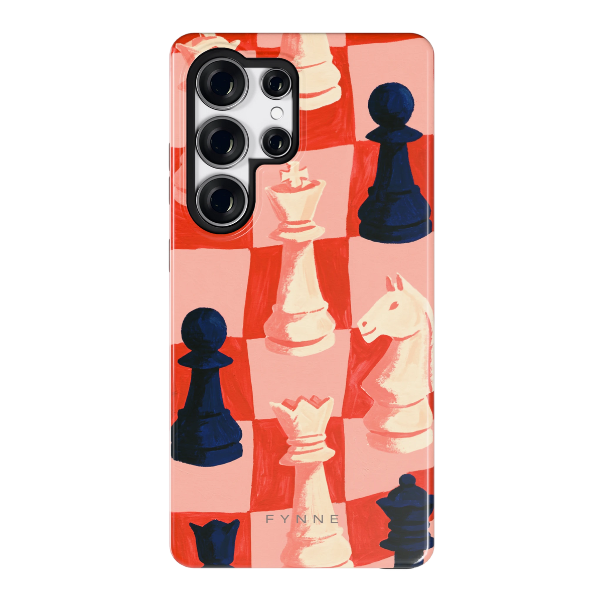 Rood Schaakbord hoesje voor Galaxy S25 Ultra, achterkant